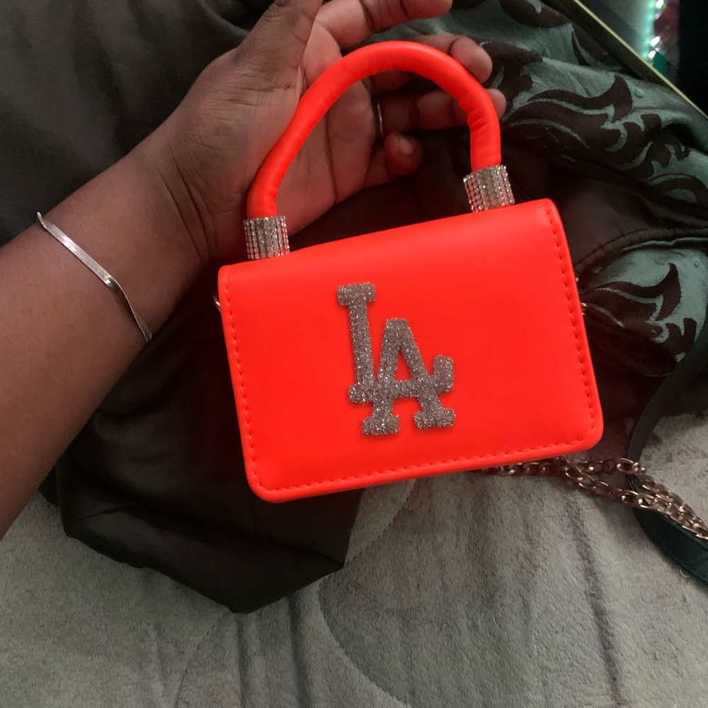Neon Orange Handbag with Silver Accents